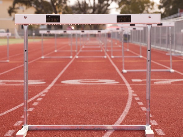 Hurdle on running track